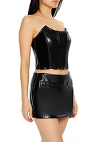 Faux Leather Corset Tube Top