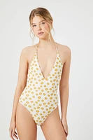 Floral Print Halter One-Piece Swimsuit