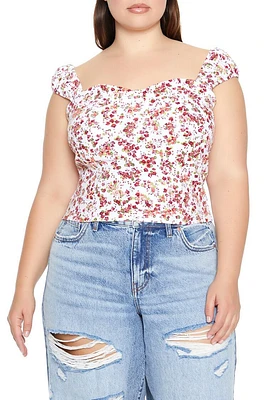 Plus Floral Off-the-Shoulder Top