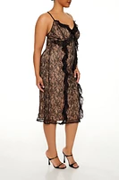 Plus Ruffle Lace Midi Dress