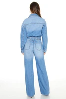 Belted Wide-Leg Denim Jumpsuit