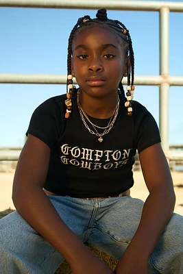 Girls Compton Cowboys Embroidered Tee (Kids)