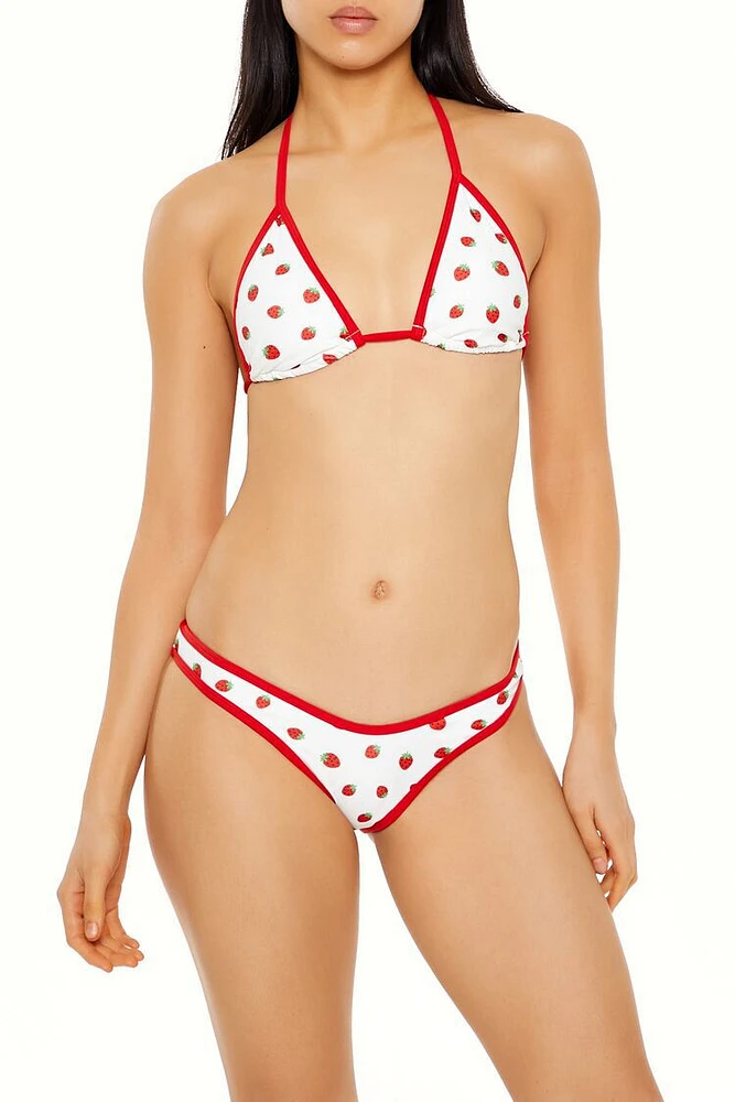 Strawberry Halter Triangle Bikini Top