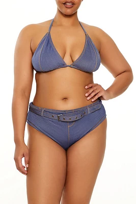 Plus Denim Bikini Top