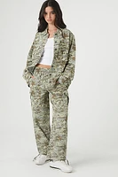 Twill Camo Print Cargo Joggers