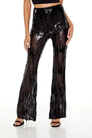 Sequin High-Rise Flare Pants