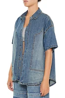 Denim Curved-Hem Shirt