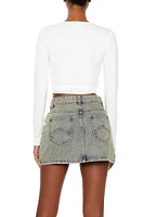 Ribbed Knit Wrap Crop Top
