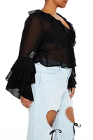 Plus Chiffon Ruffle-Trim Top