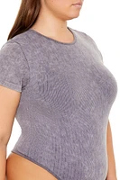 Plus Washed Rib-Knit Bodysuit