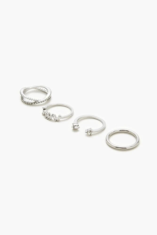 Rhinestone Cutout Ring Set