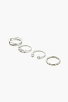 Rhinestone Cutout Ring Set
