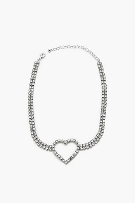 Rhinestone Heart Choker Necklace