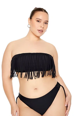 Plus Fringe Bandeau Bikini Top