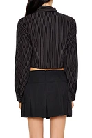 Pinstriped Cropped Poplin Shirt