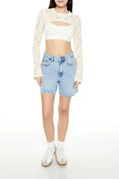Scalloped Open-Knit Shrug Sweater