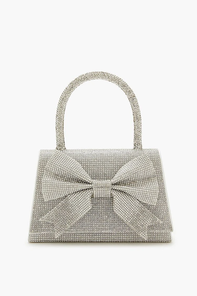 Rhinestone Bow Flap Top Handbag