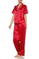 Heart Print Pajama Shirt & Pants Set