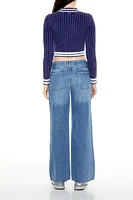 Stone Wash Low-Rise Flare Jeans