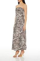 Zebra Print Satin Maxi Dress