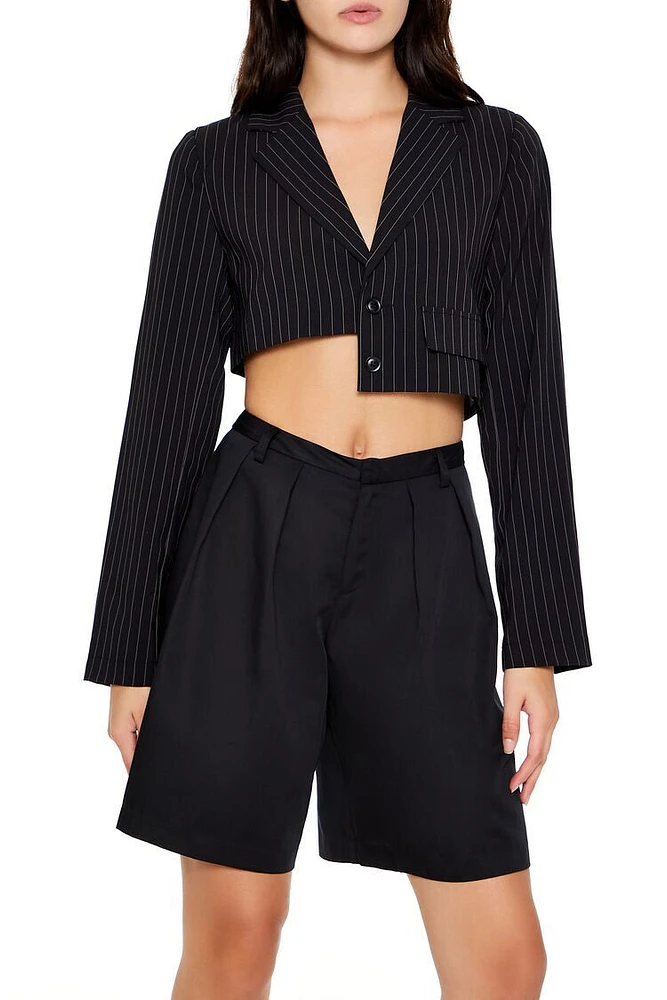 Pinstriped Asymmetrical Blazer