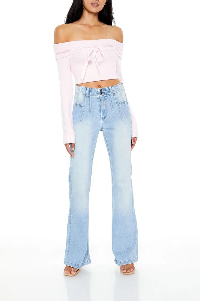 Stone Wash High-Rise Flare Jeans