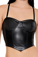 Faux Leather V-Hem Bustier Cami