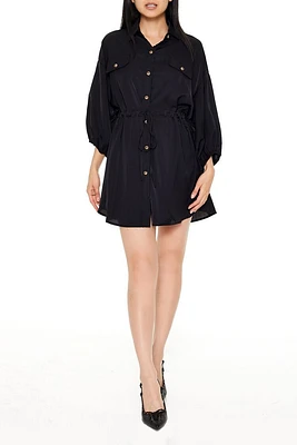 Peasant-Sleeve Shirt Mini Dress