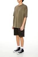 Distressed Camo Denim Shorts