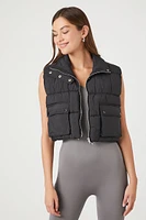 Cropped Zip-Up Puffer Vest