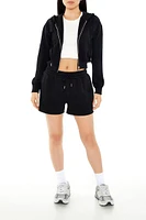 Raw-Cut Fleece Drawstring Shorts