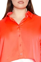 Plus High-Low Satin Shirt