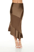 Satin Flounce Midi Skirt