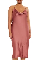 Plus Satin Slip Midi Dress