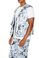 Abstract Print Cargo Vest