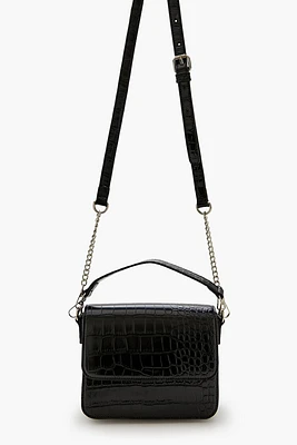 Faux Croc Crossbody Bag