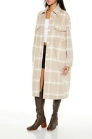 Plaid Drop-Sleeve Trench Coat