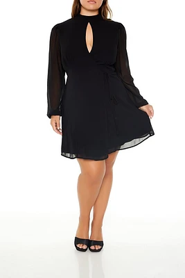 Plus Chiffon Mini Wrap Dress