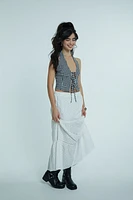 Eyelet Tiered Maxi Skirt