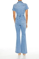 Denim Zip-Up Flare Jumpsuit