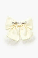 Faux Feather Bow Hair Barrette