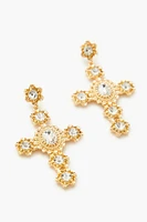 Faux Gem Cross Drop Earrings