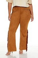 Plus Faux Suede Fringe Pants