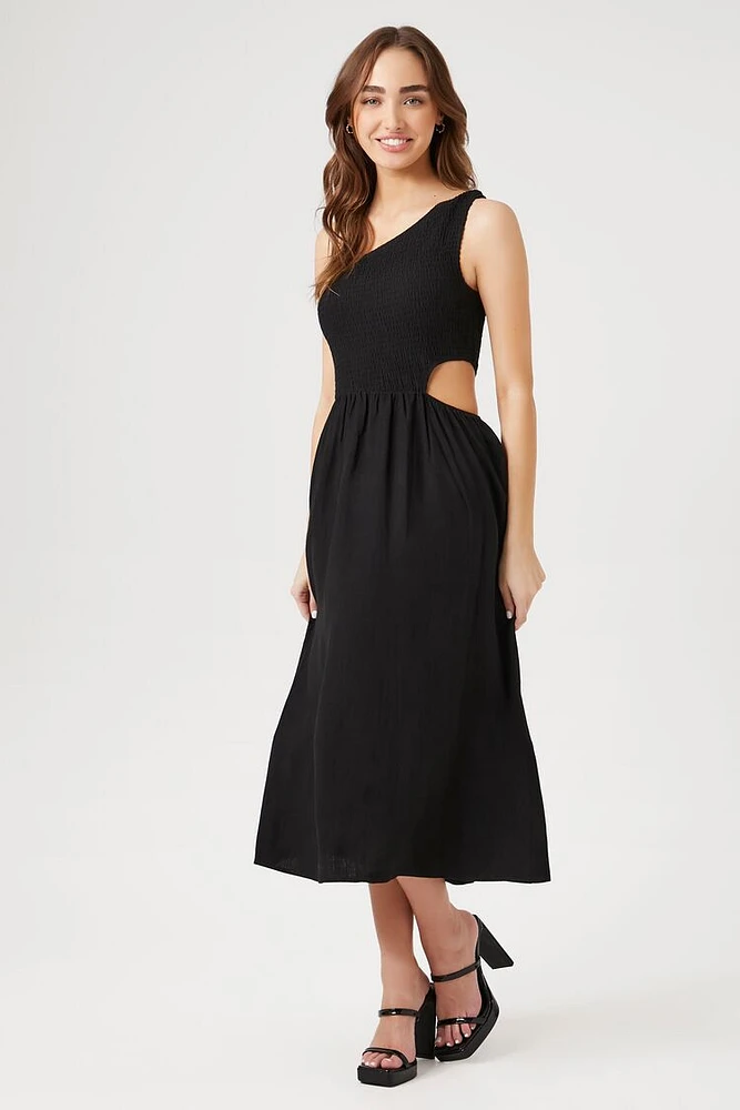 One-Shoulder Cutout Midi Dress