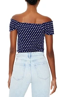 Off-the-Shoulder Polka Dot Crop Top