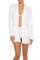 Lace-Trim Floral Tie-Waist Robe