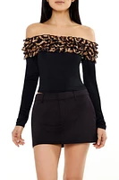 Leopard Off-the-Shoulder Crop Top