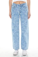 Water Print Wide-Leg Jeans