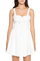 Lace-Trim Polka Dot Mini Dress