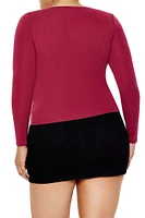 Plus Plunging Long-Sleeve Top